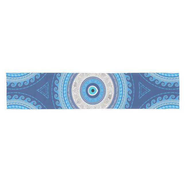 Greek Mati Mataki - Matiasma Evil Eye ornament Short Table Runner (Horizontal)
