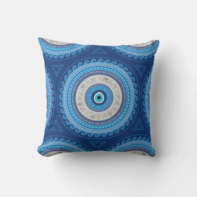 Greek Mati Mataki - Matiasma Evil Eye ornament Throw Pillow (Front)