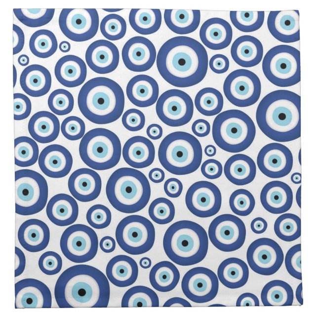 Greek Mati Mataki - Matiasma Evil Eye Pattern #1 Cloth Napkin (Front)