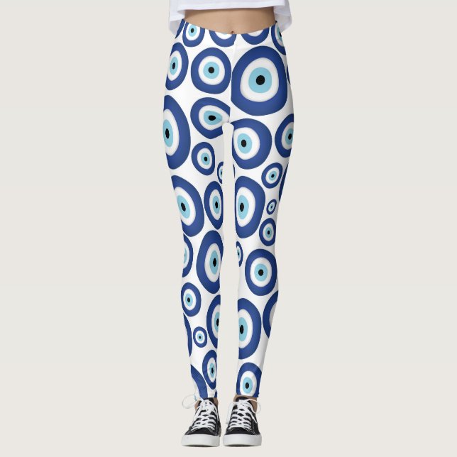 Greek Mati Mataki - Matiasma Evil Eye Pattern #1 Leggings (Front)