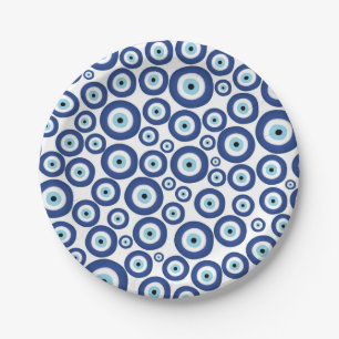 Greek Mati Mataki - Matiasma Evil Eye Pattern #1 Paper Plates