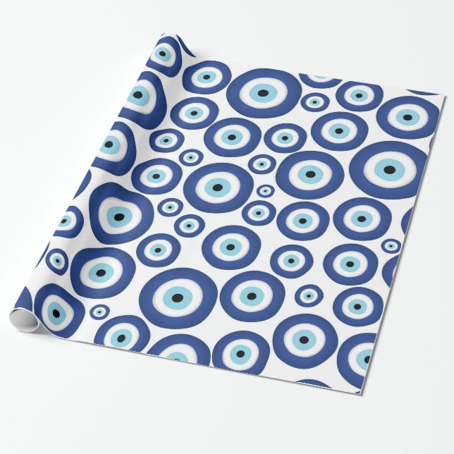 Greek Mati Mataki - Matiasma Evil Eye Pattern #1 Wrapping Paper (Unrolled)