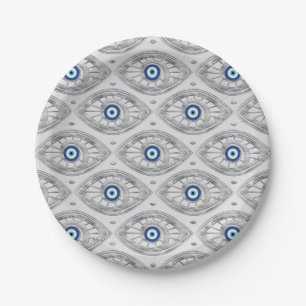 Greek Mati Mataki - Matiasma Evil Eye Pattern #3 Paper Plates