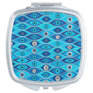 Greek Mati Mataki - Matiasma Evil Eye Pattern Compact Mirror