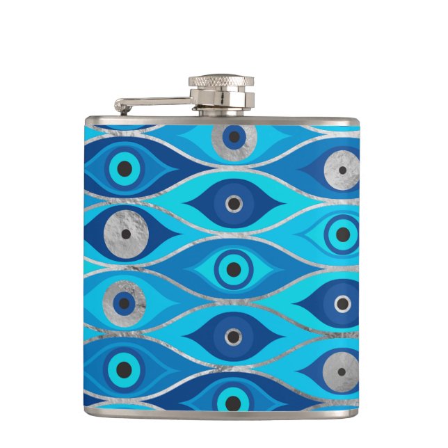 Greek Mati Mataki - Matiasma Evil Eye Pattern Flask (Front)