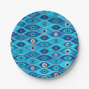 Greek Mati Mataki - Matiasma Evil Eye Pattern Paper Plates