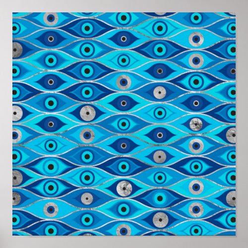 Greek Mati Mataki _ Matiasma Evil Eye Pattern Poster