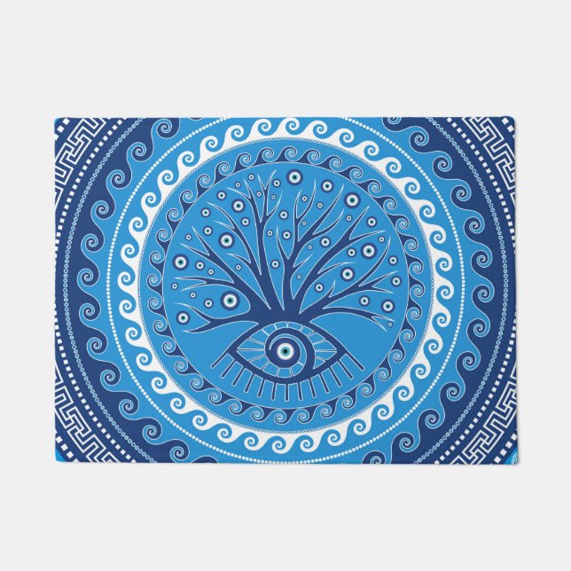 Greek Mati Mataki - Matiasma Evil Eye Tree Doormat (Front)