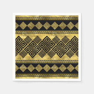 Greek Meander - Greek Key Black and gold Napkins