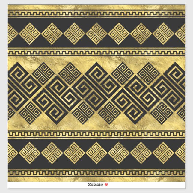 Greek Meander - Greek Key Black and gold Sticker (Sheet)