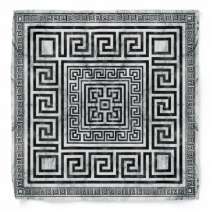 Greek Meander - Greek Key Black and White Marble Bandana