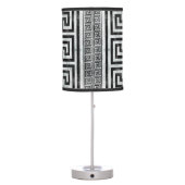 Greek Meander - Greek Key Black and White Marble Table Lamp (Back)