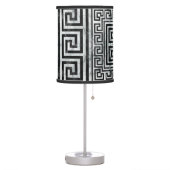 Greek Meander - Greek Key Black and White Marble Table Lamp (Left)