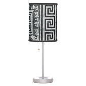 Greek Meander - Greek Key Black and White Marble Table Lamp (Right)