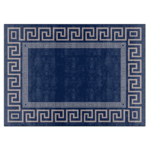 Greek Meander _ Greek Key _ Blue and beige Cutting Board