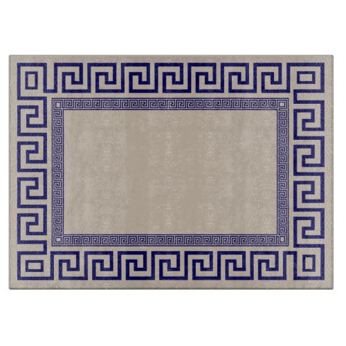 Greek Meander _ Greek Key _ Blue and beige Cutting Board