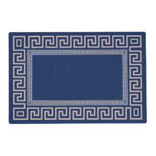 Greek Meander - Greek Key - Blue and beige Placemat