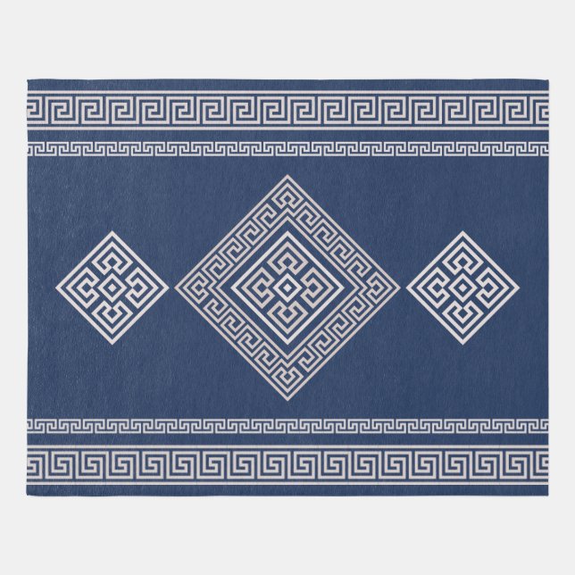 Greek Meander - Greek Key - Blue and beige Rug (Front)
