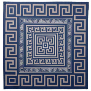Greek Meander - Greek Key - Blue and cream Cloth N