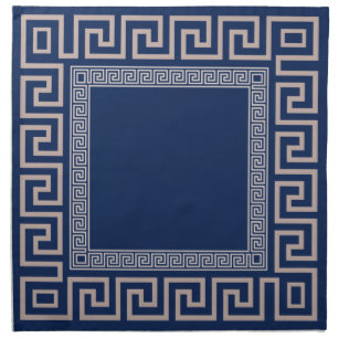 Greek Meander - Greek Key - Blue and cream Cloth Napkin