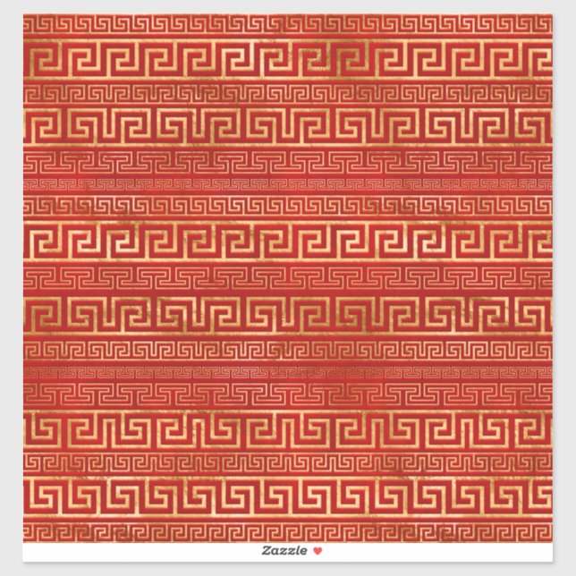 Greek Meander - Greek Key - Gold on Red Sticker (Sheet)