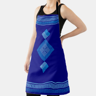 Greek Meander - Greek Key - Shades of blue Apron