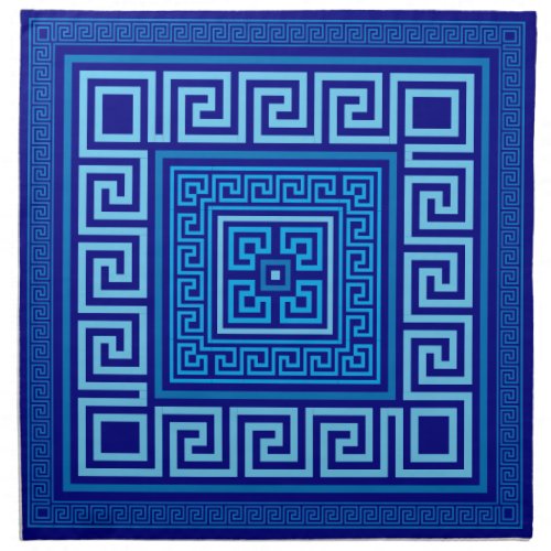 Greek Meander _ Greek Key _ Shades of blue Cloth Napkin