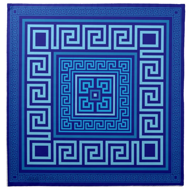Greek Meander - Greek Key - Shades of blue Cloth Napkin (Front)