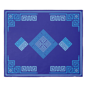 Greek Meander - Greek Key - Shades of blue Duvet Cover