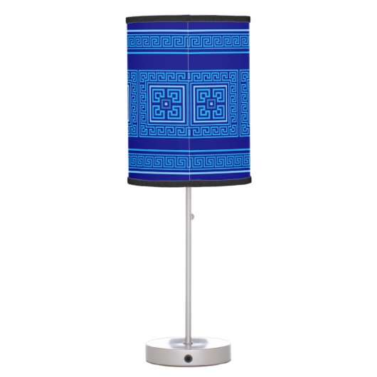 Greek Meander - Greek Key - Shades of blue Table Lamp (Back)