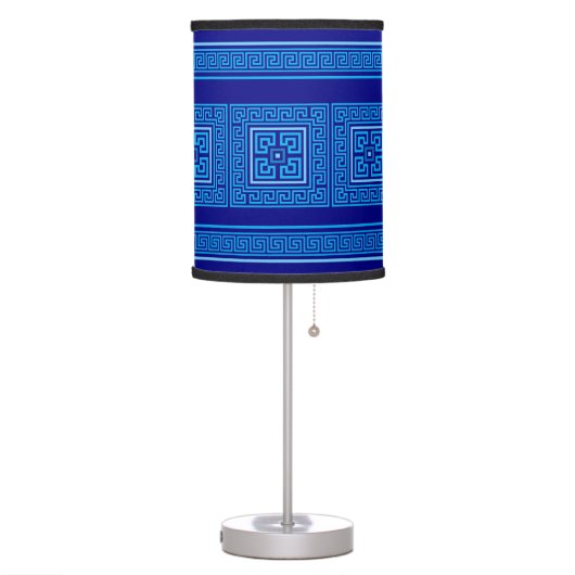 Greek Meander - Greek Key - Shades of blue Table Lamp (Left)