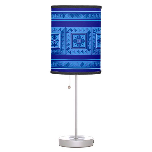 Greek Meander - Greek Key - Shades of blue Table Lamp (Right)