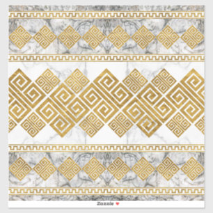 Greek Meander - Greek Key White Marble and Gold Sticker