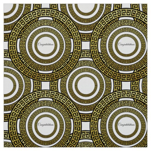 Greek Meander Infinity Eternity Symbol Gold Fabric