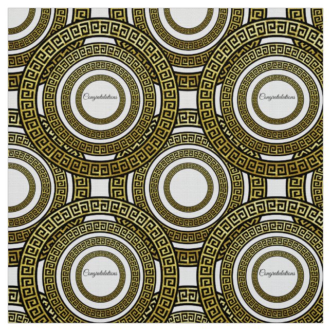 Greek Meander Infinity Eternity Symbol Gold Fabric (Swatch)