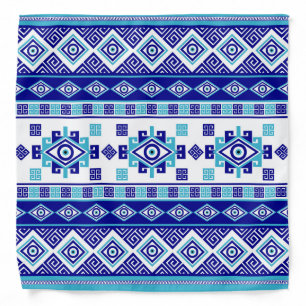 Greek Meander Key and Evil Eye Bandana