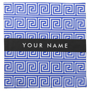 Greek Meander Key Blue, Your Name, Personalize Cloth Napkin