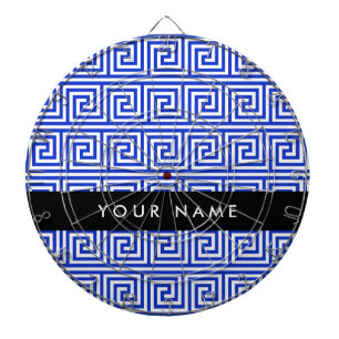 Greek Meander Key Blue, Your Name, Personalize Dart Board