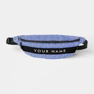 Greek Meander Key Blue, Your Name, Personalize Fanny Pack