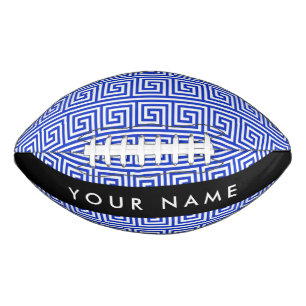 Greek Meander Key Blue, Your Name, Personalize Football