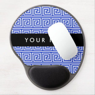 Greek Meander Key Blue, Your Name, Personalize Gel Mouse Pad
