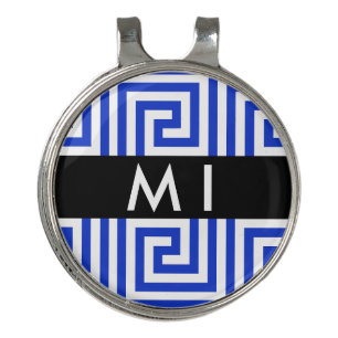 Greek Meander Key Blue, Your Name, Personalize Golf Hat Clip