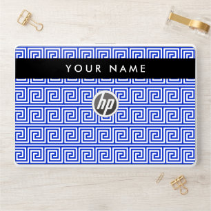 Greek Meander Key Blue, Your Name, Personalize HP Laptop Skin