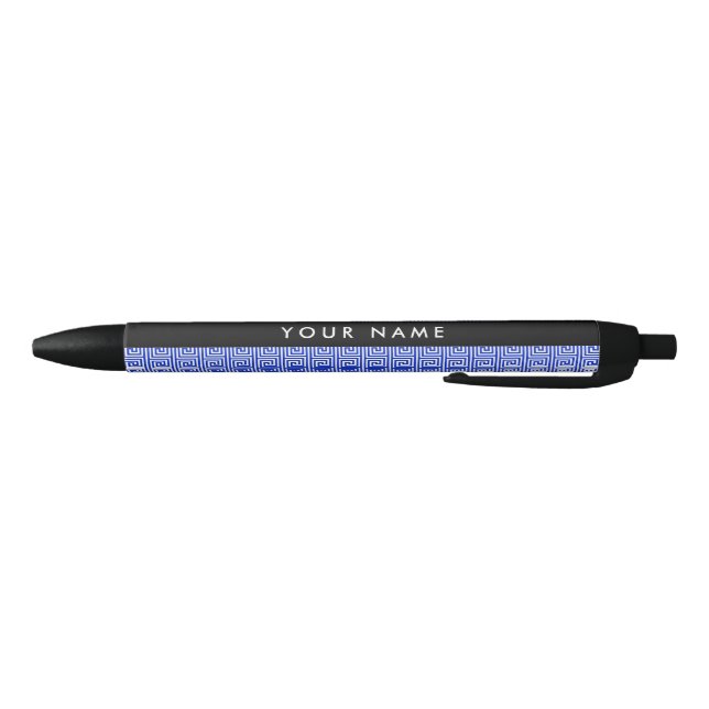 Greek Meander Key Blue, Your Name, Personalize Pen (Bottom)