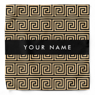 Greek Meander Key Brown, Your Name, Personalize Bandana