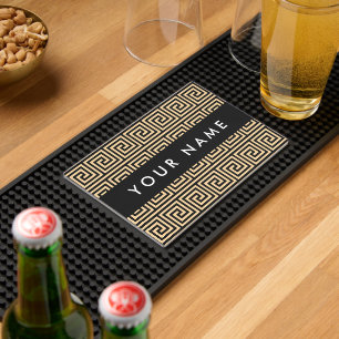 Greek Meander Key Brown, Your Name, Personalize Bar Mat