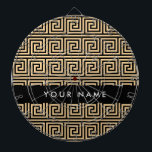 Greek Meander Key Brown, Your Name, Personalize Dart Board<br><div class="desc">Elegant, stylish and sophisticated Greek pattern in brown and black color. Modern and trendy gift, perfect for the Mediterranean lover in your life. Personalize by adding your name, nickname, monogram or initials.</div>
