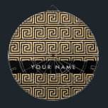 Greek Meander Key Brown, Your Name, Personalize Dart Board<br><div class="desc">Elegant,  stylish and sophisticated Greek pattern in brown and black color. Modern and trendy gift,  perfect for the Mediterranean lover in your life. Personalize by adding your name,  nickname,  monogram or initials.</div>