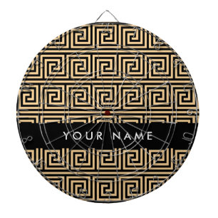 Greek Meander Key Brown, Your Name, Personalize Dart Board