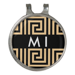 Greek Meander Key Brown, Your Name, Personalize Golf Hat Clip